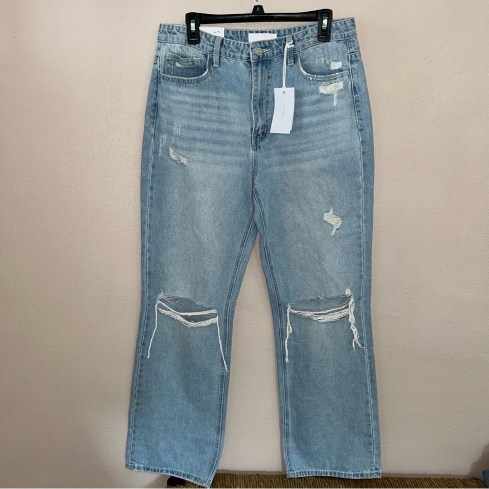 Women's VERVET leslie 90s VTG flare Light Blue Distressed Jeans NWT